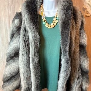 Outerlayers Made in USA Chic Gray Black Faux Fur Coat